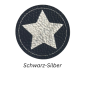 Preview: Kunstleder Label Stern Schwarz Silber