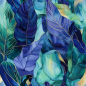 Preview: Blätter blau - Überbreite BIO Jersey