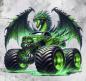 Preview: Monstertrucks - Panelbild Drache grau 70cm - BIO Jersey