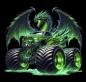 Preview: Monstertrucks - Panelbild Drache schwarz 70cm - BIO Jersey