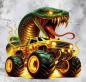 Preview: Monstertrucks - Panelbild Schlange grau 70cm - BIO Jersey