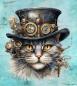 Preview: Steampunk - Panelbild Katze 70cm - BIO Jersey