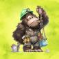 Preview: Working Animals - Panelbild Gorilla grün - BIO Jersey
