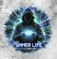 Preview: Gaming - Panelbild Gamer Life grau 70cm - BIO Jersey