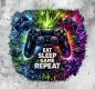 Preview: Gaming - Panelbild Repeat grau 70cm - BIO Jersey