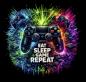 Preview: Gaming - Panelbild Repeat schwarz 70cm - BIO Jersey
