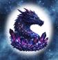 Preview: Drachen - Panelbild Kristall Drache blau 70cm - BIO French Terry