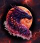 Preview: Drachen - Panelbild Drache rot 70cm - BIO French Terry