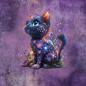 Preview: Fantasie - Panelbild Katze lila 70cm - BIO Jersey
