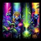 Preview: Print - Panelbild Großkatzen 70cm - BIO French Terry