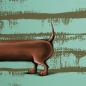 Preview: VORBESTELLUNG - Panel Dachshund Berny mint by Thorsten Berger - French Terry, Swafing
