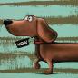 Preview: VORBESTELLUNG - Panel Dachshund Berny mint by Thorsten Berger - French Terry, Swafing