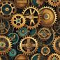 Preview: Steampunk Zahnräder Stoff – BIO French Terry