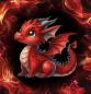 Preview: On Fire - Panelbild niedlicher Drache rot 70cm - BIO French Terry