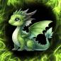 Preview: On Fire - Panelbild niedlicher Drache grün 70cm - BIO French Terry