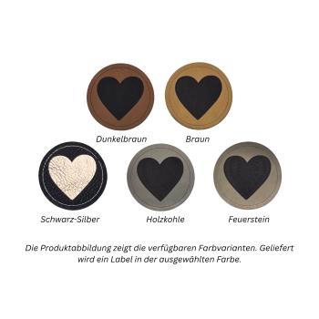 Kunstleder Label Herz rund