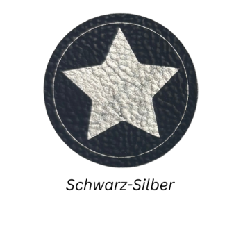Preview: Kunstleder Label Stern Schwarz Silber