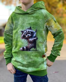 Preview: Guck Guck Waschbär Panel – BIO French Terry