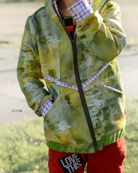 Preview: Guck Guck Grunge Grün Gelb – BIO French Terry