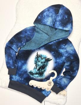 Wunschgröße - Hoodie Jax Split - Drache Türkis