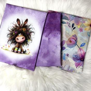 Stoffpaket - Crazy Animals Pferd lila