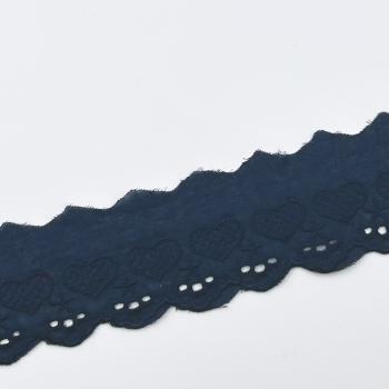 Wäschespitze Herzen dunkelblau 50mm