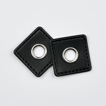 1 Paar Ösenpatch Quadrat schwarz 10mm