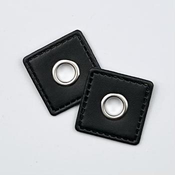 1 Paar Ösenpatch Quadrat schwarz 8mm