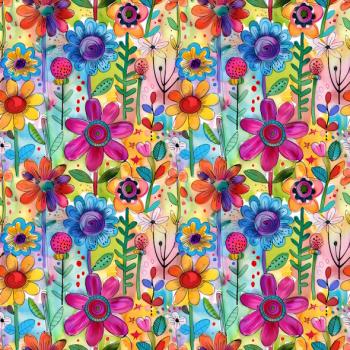 Blumen bunt - Überbreite BIO Jersey