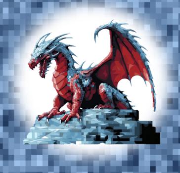 Pixel - Drache blau 70cm - BIO French Terry