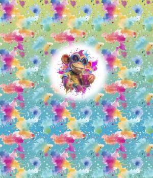 Preview: Cool Summer - Panelbild Schimpanse 70cm - BIO Jersey