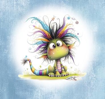 Crazy Animals - Panelbild Drache 70cm - BIO Jersey