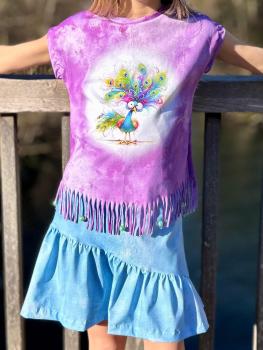 Preview: Crazy Animals - Panelbild Pfau 70cm - BIO Jersey