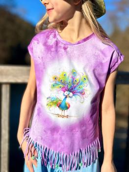 Preview: Crazy Animals - Panelbild Pfau 70cm - BIO Jersey