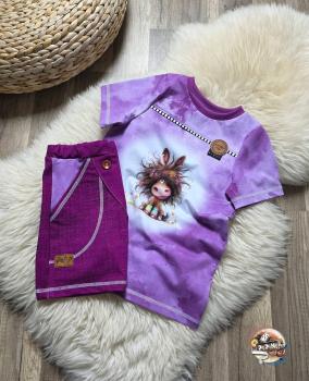 Preview: Crazy Animals - Panelbild Pferd lila 70cm - BIO Jersey