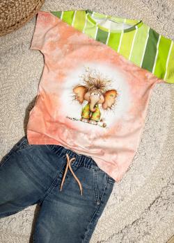 Preview: Crazy Animals - Panelbild Elefant 70cm - BIO Jersey