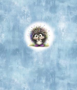 Preview: Crazy Animals - Panelbild Igel 70cm - BIO Jersey