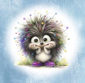 Crazy Animals - Panelbild Igel 70cm - BIO Jersey