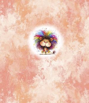 Preview: Crazy Animals - Panelbild Löwe 70cm - BIO Jersey