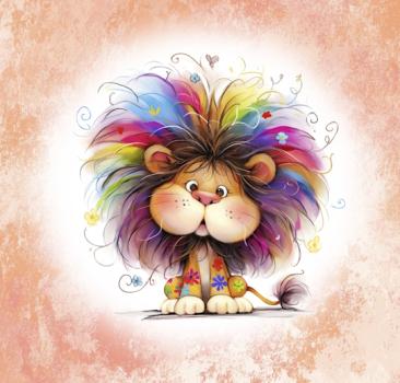 Crazy Animals - Panelbild Löwe 70cm - BIO Jersey