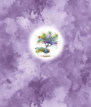 Preview: Crazy Animals - Panelbild Pfau 70cm - BIO Jersey