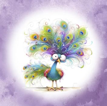 Crazy Animals - Panelbild Pfau 70cm - BIO Jersey