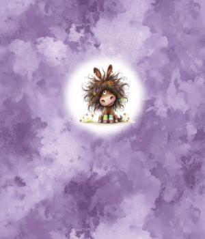 Preview: Crazy Animals - Panelbild Pferd lila 70cm - BIO Jersey