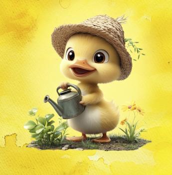 Frühlingserwachen - Panelbild Ente - BIO Jersey