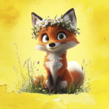 Frühlingserwachen - Panelbild Fuchs - BIO Jersey