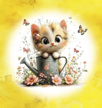 Frühlingserwachen - Panelbild Katze - BIO Jersey