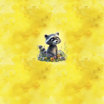 Preview: Frühlingserwachen - Panelbild Waschbär - BIO Jersey