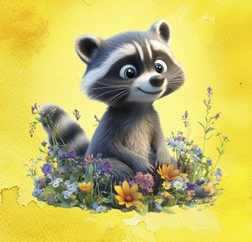 Frühlingserwachen - Panelbild Waschbär - BIO Jersey