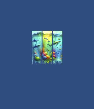 Preview: Summer Print - Panelbild Haie 70cm - BIO Jersey