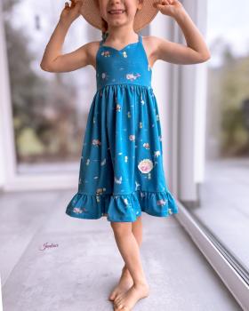 Preview: Little Ocean - Allover türkis - Überbreite BIO Jersey